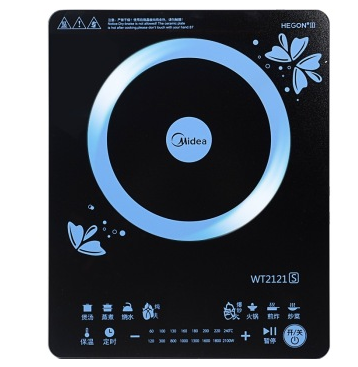 美的（Midea）WT2121S 触摸式彩蝶版 电磁炉（赠汤锅+炒锅）