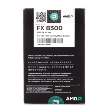 AMD FX系列八核 FX-8300盒装CPU（Socket AM3+/3.3GHz/16MB缓存/95W/WITHOUT FAN）