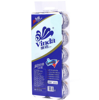 维达(Vinda)蓝色经典140G卫生卷纸 10卷/提