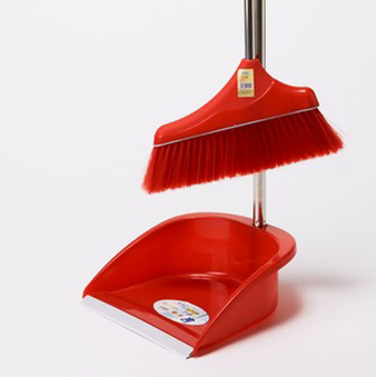好媳妇 高品质不锈钢杆簸箕套装 扫帚扫把B002-4红色